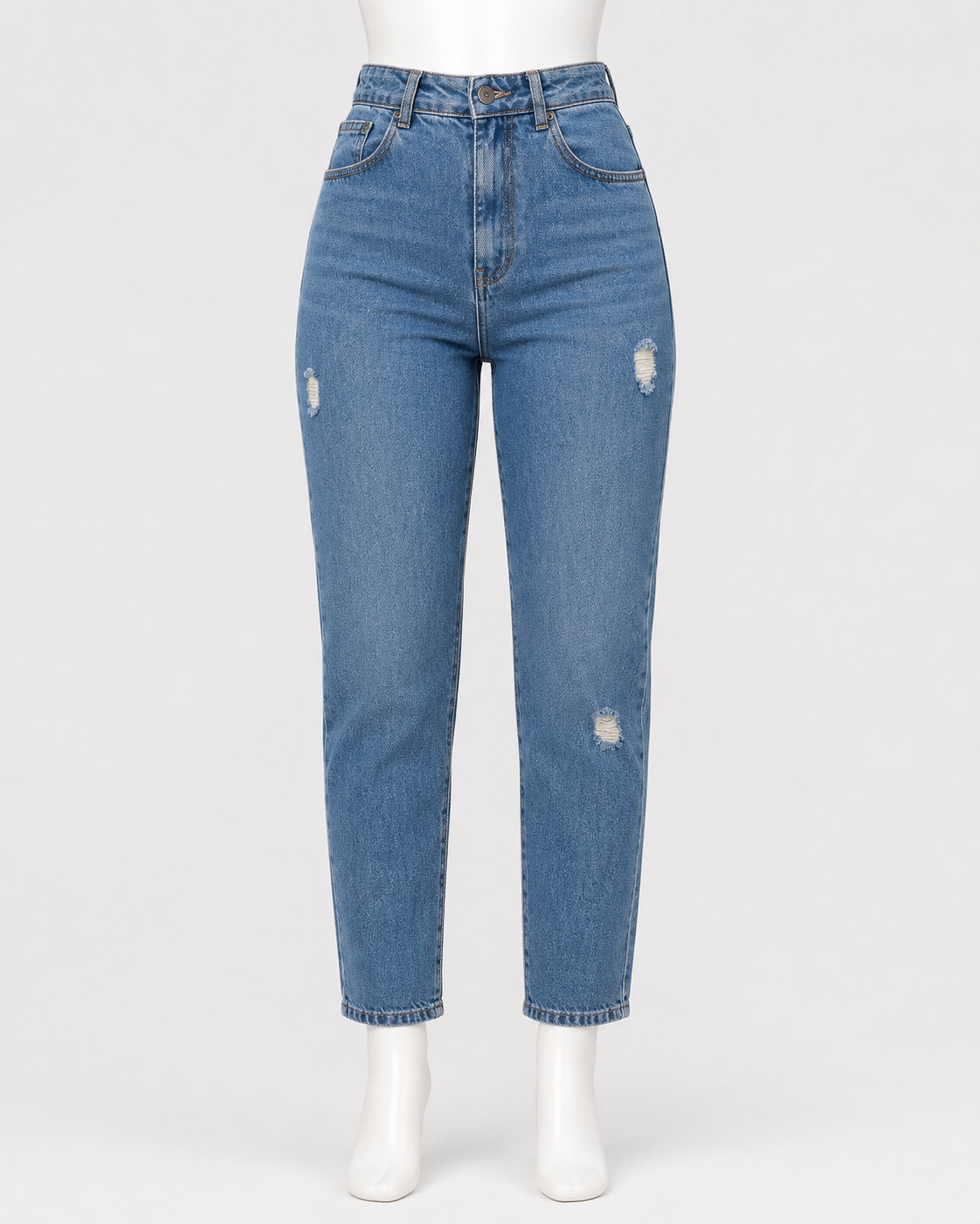 Calça Jeans Feminina Mom Cintura Alta Destroyed