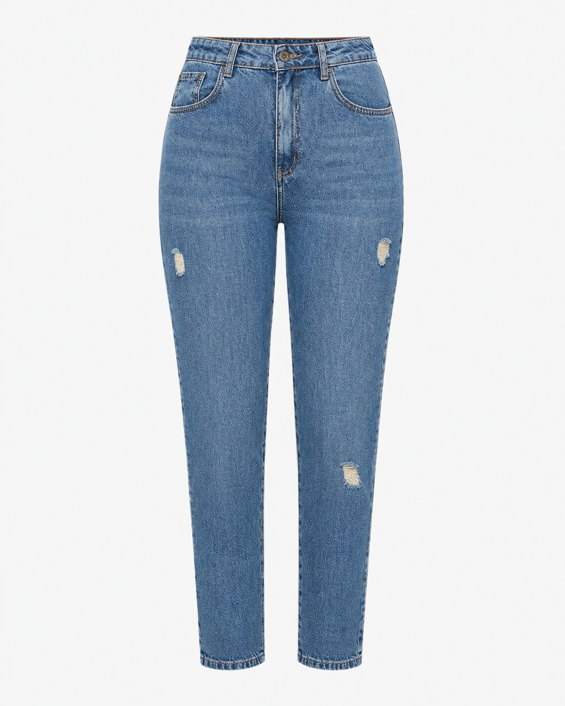 Calça Jeans Feminina Mom Cintura Alta Destroyed